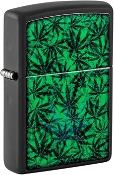 Zippo进口代理批发 Zippo Cannabis Design 黑光黑色哑光袖珍打火机