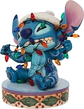 酷牌库|商品详情-Enesco进口代理批发 Enesco Jim Shore 迪士尼传统 Lilo 和 Stitch 包裹圣诞雕像，4.5 英寸，多色