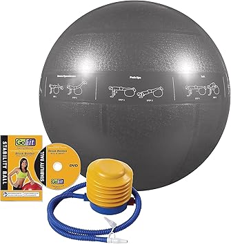 酷牌库|商品详情-GoFit进口代理批发 GoFit ProBall 稳定球 印花健身球，适合瑜伽、锻炼、平衡 - 银色 75 厘米，GF-75PRO