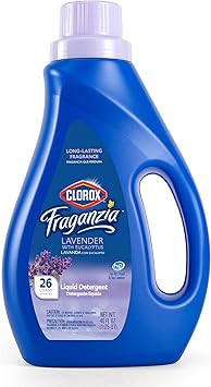 Clorox进口代理批发 Clorox Fraganzia 薰衣草液体洗衣液，带桉树香味，40 盎司 | HE 兼容所有前置式和顶置式洗衣机，兼容高效洗衣粉