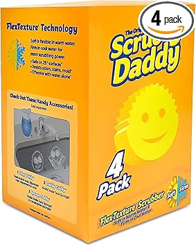 Scrub Daddy进口代理批发 Scrub Daddy - 原创 Scrub Daddy - 无刮痕多用途洗碗海绵 - 不含 BPA，采用聚合物泡沫制成 - 防污防臭厨房海绵（4 片）