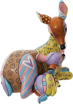 酷牌库|商品详情-Enesco进口代理批发 Enesco Disney by Romero Britto Bambi 和母亲雕像，5.7 英寸，多色