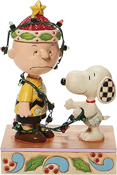 Enesco进口代理批发 Jim Shore Charlie Brown 的《Enesco Peanuts》《魔发奇缘》灯光雕像，5.875 英寸，多色