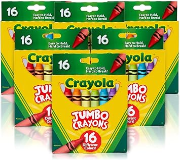 Crayola进口代理批发 Crayola 大号蜡笔散装，6 套 16 支大号蜡笔，适合幼儿和儿童、学校用品、礼品 [亚马逊独家]