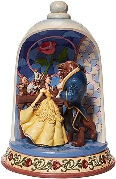 Enesco进口代理批发 Enesco Disney Traditions by Jim Shore 美女与野兽玫瑰圆顶场景雕像，10.3 英寸，多色