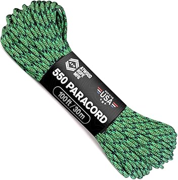 Atwood Rope进口代理批发 Atwood Rope MFG 550 伞绳 100 英尺 7 股芯尼龙降落伞绳户外救生装备美国制造 |挂绳、手链、手柄包、钥匙扣（森林深处）