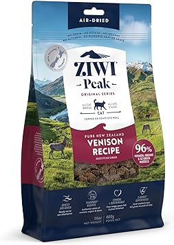 ZIWI进口代理批发 ZIWI Peak 风干猫粮全天然、高蛋白、无谷物且含有有限成分的超级食物（鹿肉，14 盎司）