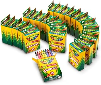 Crayola进口代理批发 Crayola 蜡笔散装（24 包）、学前班和幼儿园返校用品、儿童散装蜡笔、课堂用品