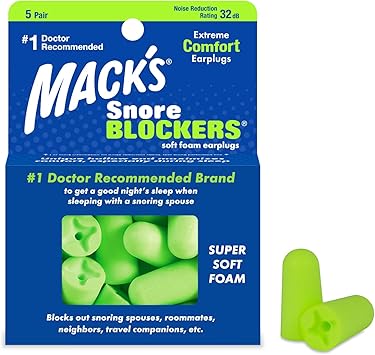 Mack's进口代理批发 Macks Snore Blockers 软泡沫耳塞，5 对 32 dB 高 NRR、37 dB SNR 舒适耳塞，适合睡眠、打鼾、大声噪音和旅行