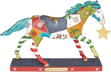 Enesco进口代理批发 Enesco The Trail of Painted Ponies 假日拼布小马雕像，7.1 英寸，多色