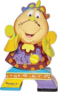 Enesco进口代理批发 Enesco Disney by Romero Britto 美女与野兽 Cogsworth 微型雕像，2.95 英寸，多色