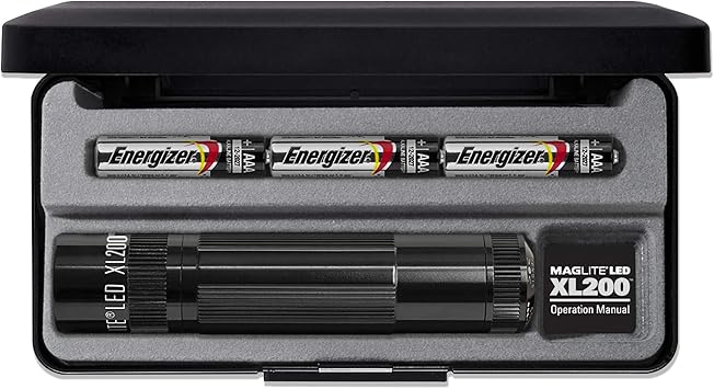 MagLite进口代理批发 Maglite XL200 LED 3 芯 AAA 手电筒，带演示盒，黑色