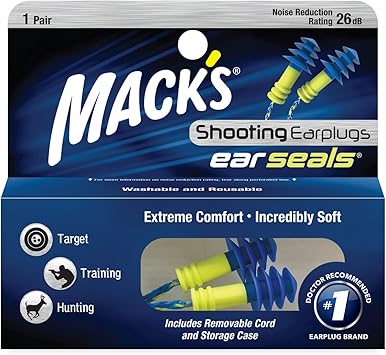 Mack's进口代理批发 Macks Ear Seals 射击耳塞，1 对带可拆卸耳机线 - 26db 高 NRR