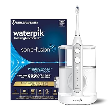 Waterpik进口代理批发 Waterpik Sonic-Fusion 2.0 专业牙线牙刷、电动牙刷和水牙线三合一，白色 SF-04，包装可能有所不同