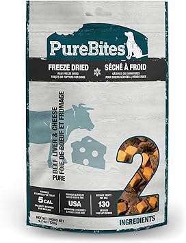 PureBites进口代理批发 PureBites 牛肉和奶酪冻干狗零食，2 种成分，美国制造，4.2 盎司