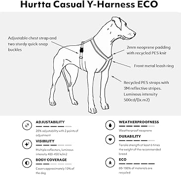 酷牌库|商品详情-Hurtta进口代理批发 Hurtta 休闲 ECO 狗狗 Y 型胸背带，孔雀形，32-35 英寸