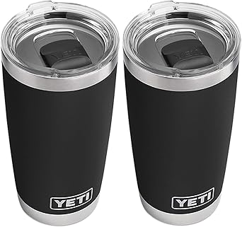 YETI进口代理批发 YETI Rambler 20 盎司玻璃杯，不锈钢，黑色 2 件装