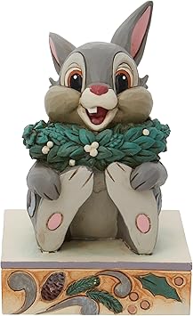 Enesco进口代理批发 Enesco Jim Shore 迪士尼传统 Bambi Thumper 圣诞冬青雕像，3.86 英寸，多色