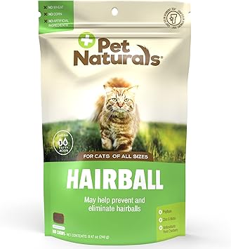 Pet Naturals进口代理批发 Pet Naturals 猫用毛球，含 Omega 3，鸡肉味，160 粒咀嚼片 - 有助于消除毛球并控制过多脱落 - 不含玉米或小麦