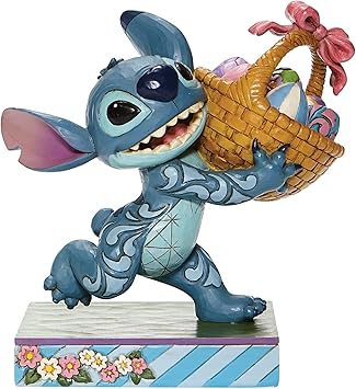 Enesco进口代理批发 Enesco Disney Traditions by Jim Shore Lilo 和 Stitch 与复活节篮子雕像一起奔跑，5.75 英寸，多色