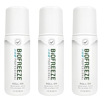 Biofreeze进口代理批发 Biofreeze 专业止痛走珠、膝盖和腰部疼痛缓解、关节炎止痛、颈部疼痛缓解、清凉关节疼痛缓解、滚珠薄荷醇凝胶 3 液量盎司（3 件装）