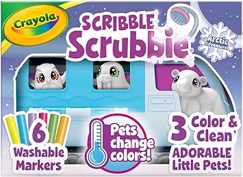 Crayola进口代理批发 Crayola Scribble Scrubbie Pets 北极雪探险家，彩色和洗涤创意玩具，儿童礼物，适合 3、4、5、6 岁