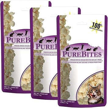 PureBites进口代理批发 PureBites 海洋白鱼猫零食 3 包（1.17 盎司）