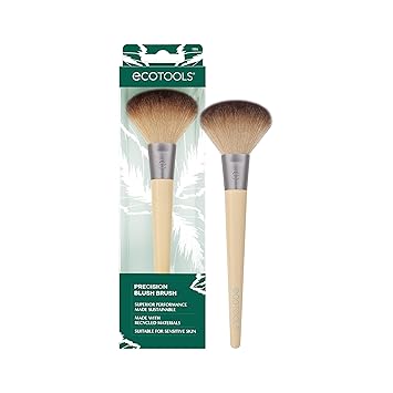 EcoTools进口代理批发 EcoTools 精密腮红化妆刷，脸颊腮红刷，适用于散粉或粉饼，也适用于古铜色，环保面部化妆刷，纯素且无动物实验，合成刷毛，1 支