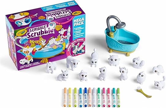 Crayola进口代理批发 Crayola Scribble Scrubbie Pets 超大套装（25 件以上），可重复使用的宠物护理玩具，女孩和男孩玩具，儿童节日礼物，适合 3、4、5 岁