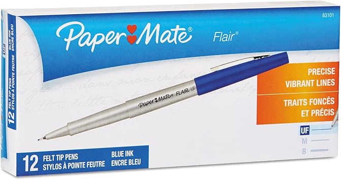 酷牌库|商品详情-Paper Mate进口代理批发 Paper Mate 8310152 Flair 多孔尖头自由流动液体笔，蓝色墨水，超细，多支