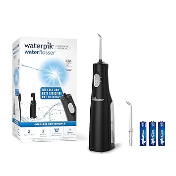 Waterpik进口代理批发 Waterpik 无绳水牙线，电池供电，便携式，适合旅行和家用，ADA 认可的无绳 Express，黑色 WF-02，包装可能有所不同