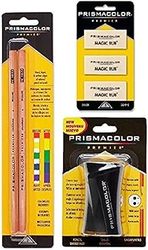 Prismacolor进口代理批发 Prismacolor Premier 配件套装，包括无色搅拌铅笔（2 件）、Premier 卷笔刀（1 件）和魔术橡皮擦（3 件）