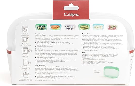 酷牌库|商品详情-Cuisipro进口代理批发 Cuisipro 立式硅胶，33.8 盎司，8.5 x 4.7 英寸，透明可重复使用袋