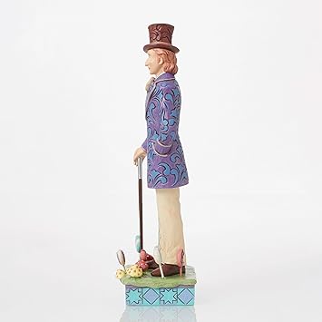 酷牌库|商品详情-Enesco进口代理批发 Enesco Willy Wonka 和吉姆・肖尔 (Jim Shore) 的《巧克力工厂》糖果人站在手杖雕像上，10.75 英寸，多色