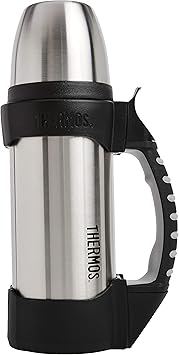 THERMOS进口代理批发 Thermos The Rock 真空隔热 1 升饮料瓶，不锈钢/黑色，1.1 夸脱 (2510TRI2)