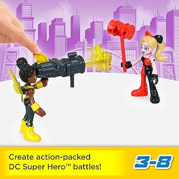 酷牌库|商品详情-Fisher-Price进口代理批发 Fisher-Price Imaginext DC Super Friends Toys Rivals 人偶套装，带神奇女侠哈莉・奎因和毒藤女，适合 3 岁以上儿童假装玩耍