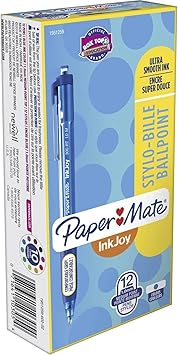 Paper Mate进口代理批发 Paper Mate InkJoy 300 RT 可伸缩笔，中号，1.0 毫米，半透明蓝色笔管，蓝色墨水，12 支装