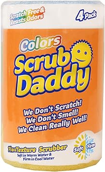 Scrub Daddy进口代理批发 Scrub Daddy Colors - 颜色代码清洁、FlexTexture、温水柔软、冷水坚固、深层清洁、可用洗碗机清洗、多用途、防刮擦、防臭、功能性、人体工学、4 克拉卷