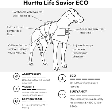 酷牌库|商品详情-Hurtta进口代理批发 Hurtta ECO Life Savior，狗救生衣，沙棘，20-30 磅