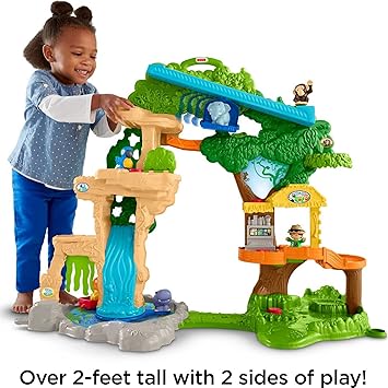 酷牌库|商品详情-Fisher-Price进口代理批发 Fisher-Price Little People 幼儿玩具分享和护理 Safari 2 英尺高玩具套装，带灯光、声音和 7 个玩偶，适合 1 岁以上假装游戏