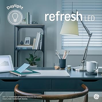 酷牌库|商品详情-GE进口代理批发 GE Refresh HD LED 灯泡，A19 能量日光 LED 灯泡，适用于办公室、车库、游戏室和洗衣房的可调光 LED 灯泡，等效 60 瓦（24 个装）