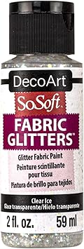 DecoArt进口代理批发 Deco Art SoSoft 织物闪光丙烯酸涂料 2 盎司透明冰白色