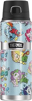 THERMOS进口代理批发 My Little Pony Tv Pony Comic THERMOS STAINLESS KING 不锈钢饮料瓶，真空绝缘，双层，24 盎司