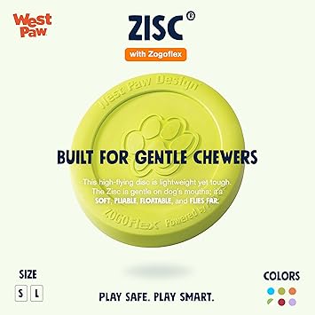 酷牌库|商品详情-WEST PAW进口代理批发 WEST PAW Zogoflex Zisc 狗飞盘，高空飞行气动飞盘，适用于小狗小狗，轻便，可浮动飞盘，用于抓取、拔河、接球、玩耍，可用作食物/水碗，小型，青史密斯