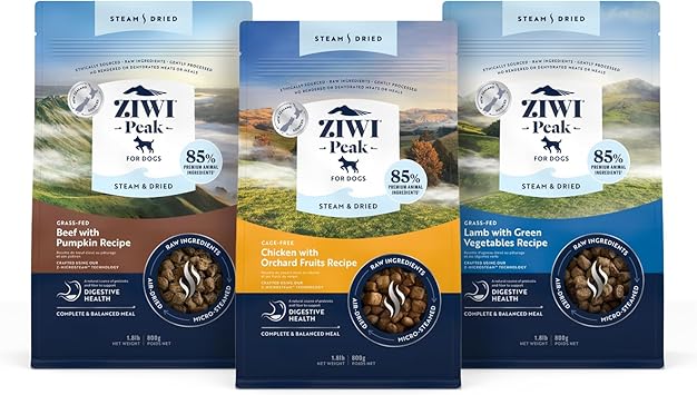 酷牌库|商品详情-ZIWI进口代理批发 ZIWI Peak 蒸汽和干狗粮套装高蛋白、消化健康、低碳水化合物，适合所有品种和生命阶段（1.8 磅袋装牛肉配南瓜、鸡肉配水果和羊肉配蔬菜食谱）