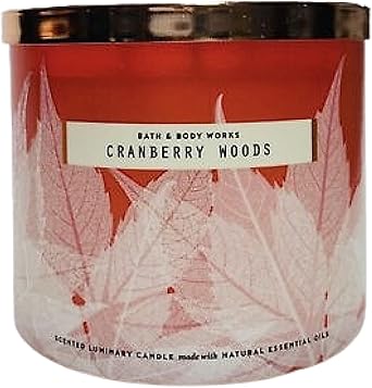 Bath & Body Works进口代理批发 Bath & Body Works，白色谷仓 3 芯蜡烛，含精油 - 14.5 盎司 - 2021 年秋季！ （蔓越莓森林）