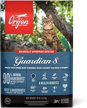 酷牌库|商品详情-Orijen进口代理批发 ORIJEN GUARDIAN 8 干猫粮，成年猫无谷物猫粮，含鸡肉、鲑鱼和兔肉，10 磅