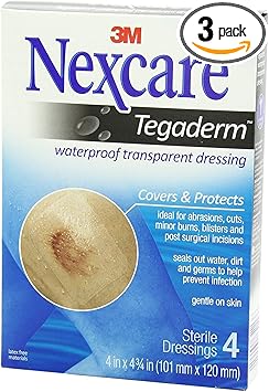 Nexcare进口代理批发 Nexcare Tegaderm 透明敷料 4 英寸 X 4-3/4 英寸，4 片（3 片装）