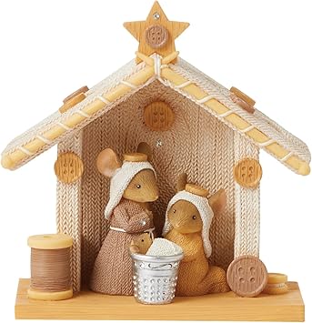 Enesco进口代理批发 Enesco Tails with Heart Christmas Knitivity 神圣家族雕像套装，4.33 英寸，多色