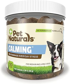 Pet Naturals进口代理批发 Pet Naturals 适合中型和大型犬的镇静，30 粒鸡肉味咀嚼片 - 30 分钟内起效，缓解狗狗焦虑，兽医推荐